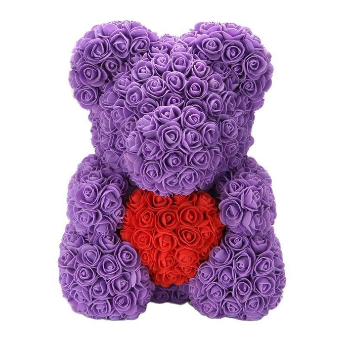 Romantic 25/40CM Teddy Rose Bear with Artificial Flowers - Ideal Gift for Women on Special Occasions