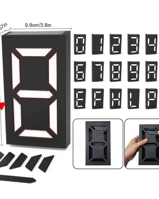 Elegant Solar-Powered LED House Number Sign: Contemporary Outdoor Address Illuminator