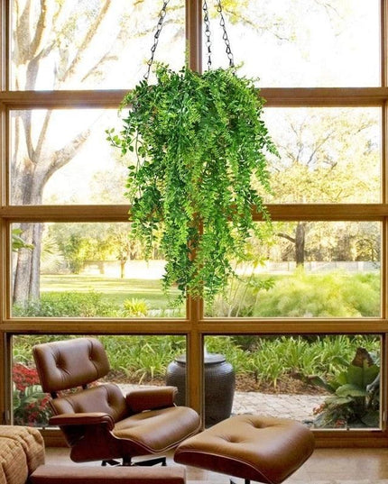 Lifelike Persian Fern Faux Hanging Plant Duo - Chic Greenery for Home and Event Decor