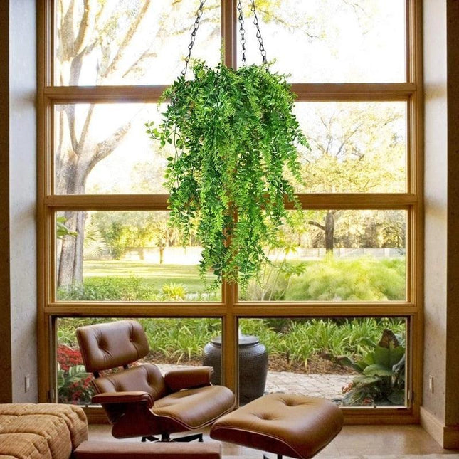 Lifelike Persian Fern Faux Hanging Plant Duo - Chic Greenery for Home and Event Decor