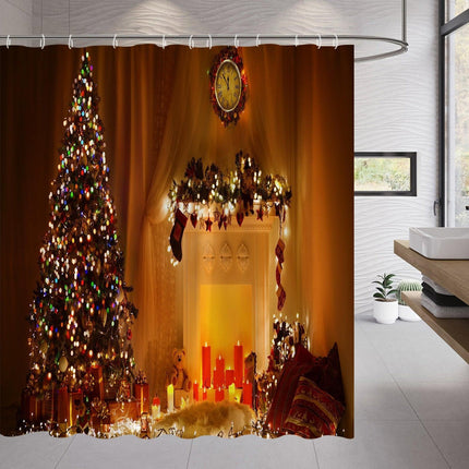 Joyful Christmas Shower Curtain Set for Festive Bathroom Decor