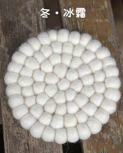Elegant Round Wool Felt Coasters - Stylish Surface Protection Set