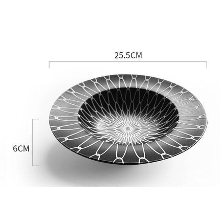 Stylish Black Geometric Dinner Plates - Luxe Dining Essentials for Exquisite Meals