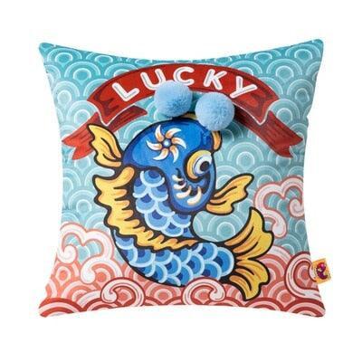 Lunar New Year Embroidered Tiger & Prosperity Fish Decorative Pillowcase
