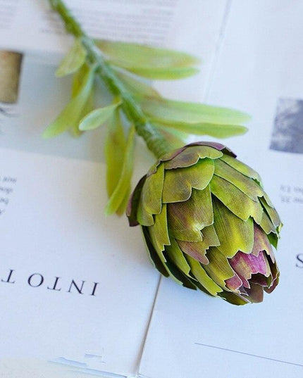 Stunning Faux Artichoke Stem Floral Arrangement - Chic Decor Piece for Contemporary Spaces