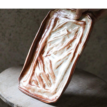 Serenity Zen Garden Handcrafted Wood-Fired Pottery Platter - Rustic Artisan Dinnerware