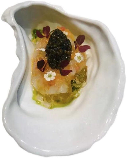 Sophisticated Japanese Ceramic Oyster Serving Plate - A Touch of Elegance for Your Culinary Creations