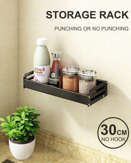 Sleek Multi-Purpose Aluminum Storage Rack with Chic Hooks