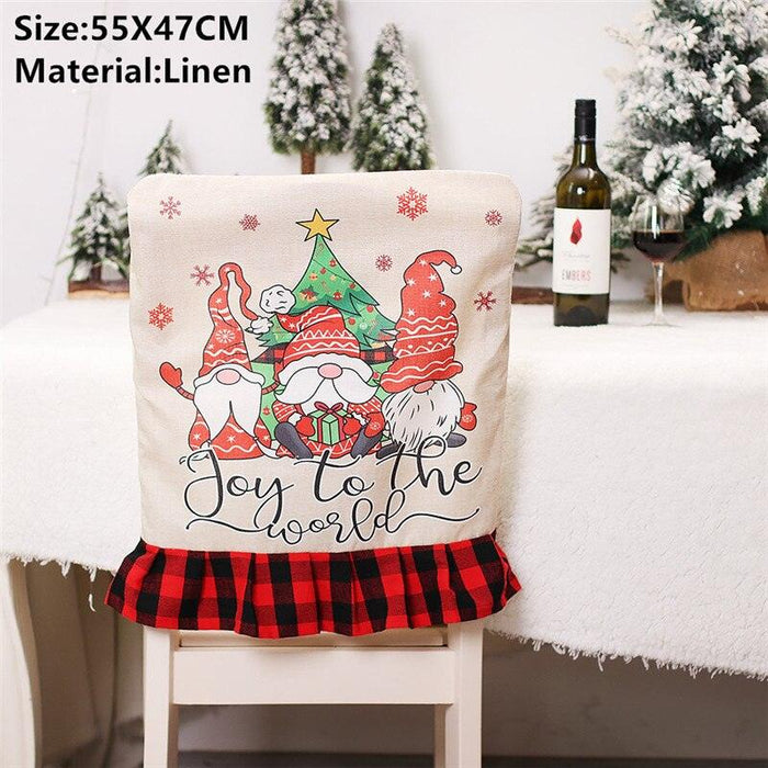 Whimsical Gnome-Themed Christmas Chair Cover - Festive Home Accent