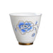 Crane Emblem White Porcelain Tea Cup - Symbolizing Longevity