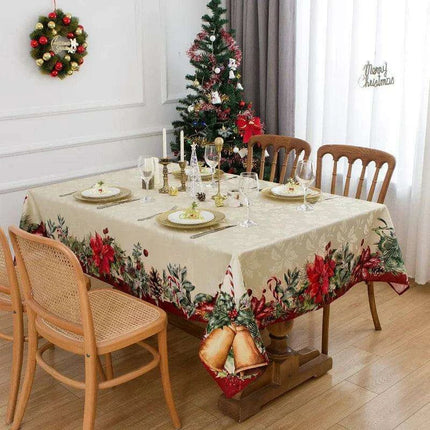 Joyful Christmas Striped Tablecloth - Waterproof Festive Home Decor