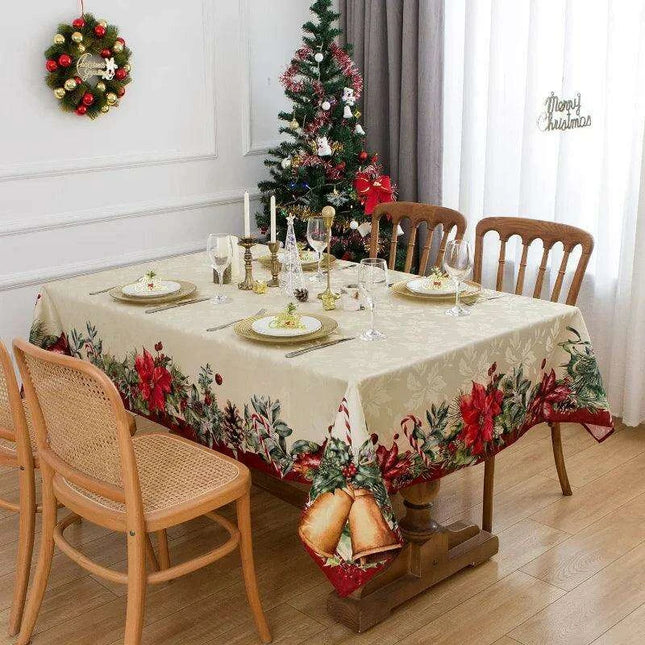 Joyful Christmas Striped Tablecloth - Waterproof Festive Home Decor