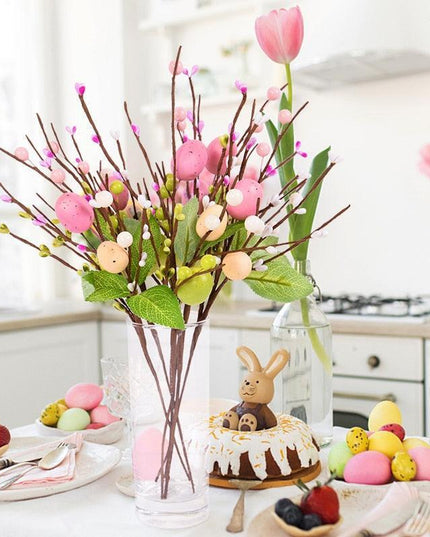Vibrant Easter Egg Floral Foam Tree Branch: Whimsical Home Decor Accent