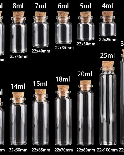 Chic Cork-Stoppered Glass Bottle Set - 10 Stylish Vials for Crafts and Decor