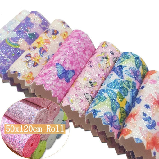 Enchanted Butterfly Unicorn Fantasy Glitter Synthetic Leather Roll - Crafting Material for Personalized Hair Accessories
