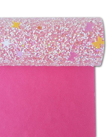 Glamorous Rose Pink Chunky Glitter Fabric Roll for Stunning Handbags and Accessories