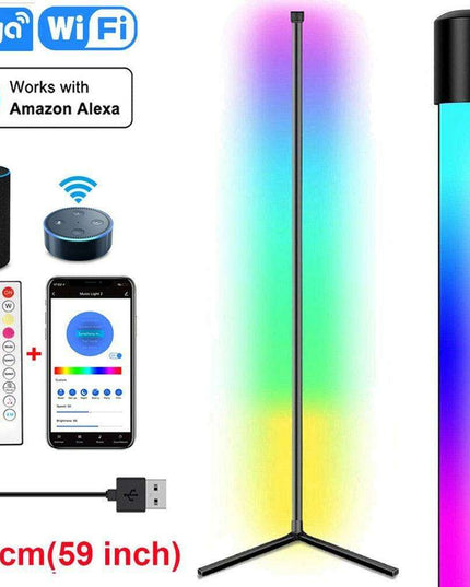 Modern Smart RGB LED Floor Lamp with Music Sync and App Control for Stylish Living Spaces