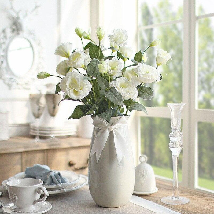 Nordic Eustoma and Platycodon Grandiflorum Artificial Silk Flower Arrangement