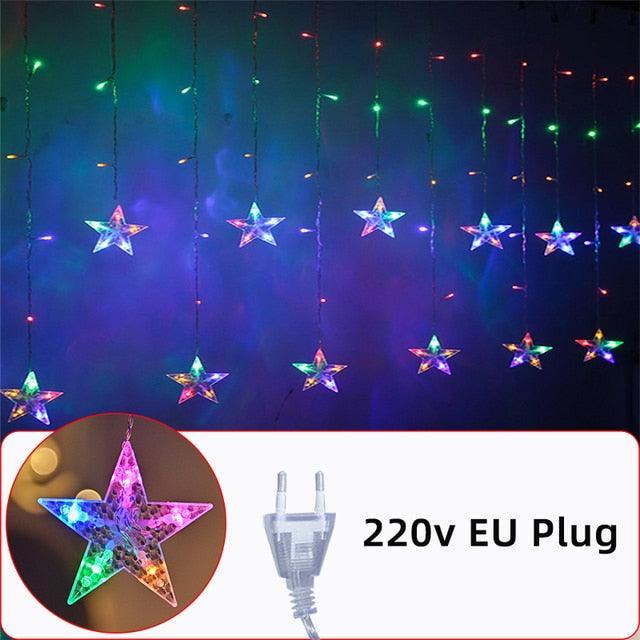 Twinkling LED Star Lamp Curtain Garland Fairy String Lights for Magical Festive Ambiance