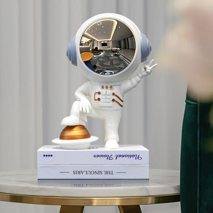 Galactic Guardian: Artisan Astronaut Sculpture - Unique Cosmic Decor for Modern Living Spaces