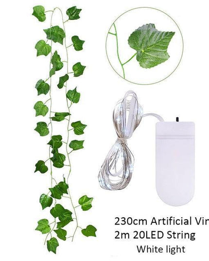 Ethereal Vine Wonderland: Premium Faux Rattan Garland with LED Illuminated Leaves