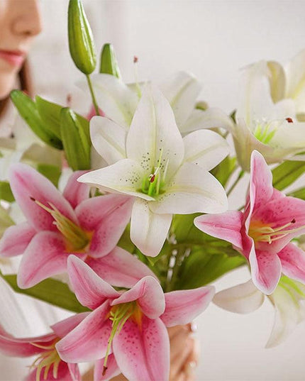 Opulent Double Lily Silk Floral Display