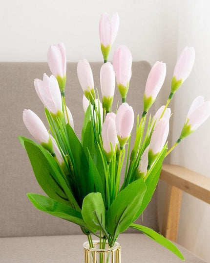 Elegant White Mini Tulip Silk Flower Bouquet - 21 Lifelike Stems for Stunning Arrangements