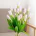 Elegant White Mini Tulip Silk Flower Bundle with 21 Stems - Stunning Artificial Floral Arrangement