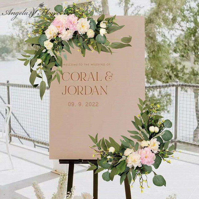 Charming Wedding Welcome Sign and Floral Garland Decor Set