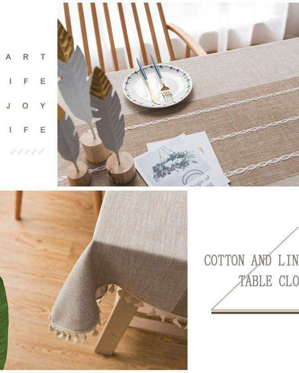 Chic Tassel-Trimmed Premium Linen Table Cover