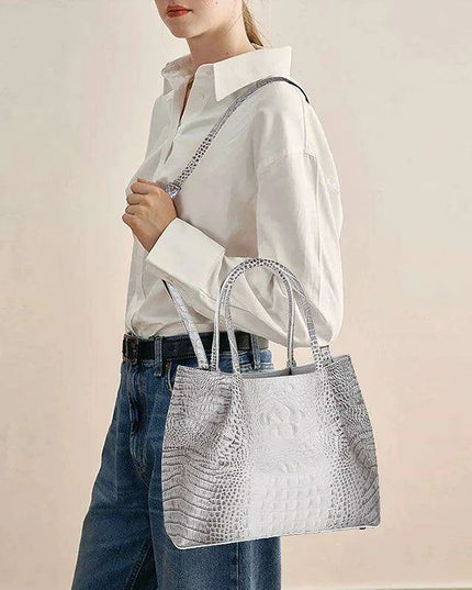 Luxurious Crocodile Pattern Leather Handbag for Stylish Women