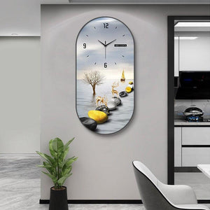 Modern Luxury Wall Clock for Living Room, Fashionable Decorative Painting, Silent Creative Wall Hanging Clock for Home and Restaurant-Home Décor›Decorative Accents›Wall Arts & Decor›Mirrors & Wall Clocks-Très Elite-BG2550-30cm x 60cm-Très Elite
