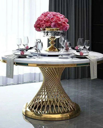 Elegant Sintered Stone Dining Set with Modern Stainless Steel Base - The Perfect Touch for Stylish Interiors