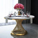 Elegant Marble Dining Table Set with Stainless Steel Legs - Luxe Dining Collection for Modern Interiors