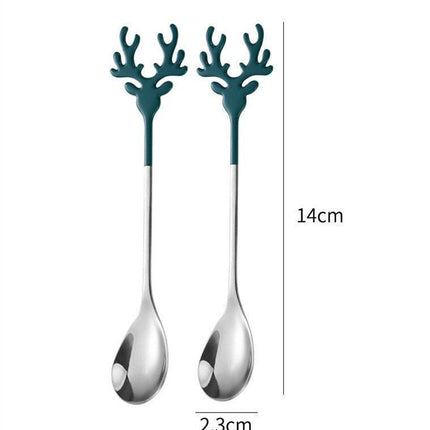 Santa's Joyful Holiday Silverware Duo - Cheerful Spoon and Fork Set for Festive Feasts