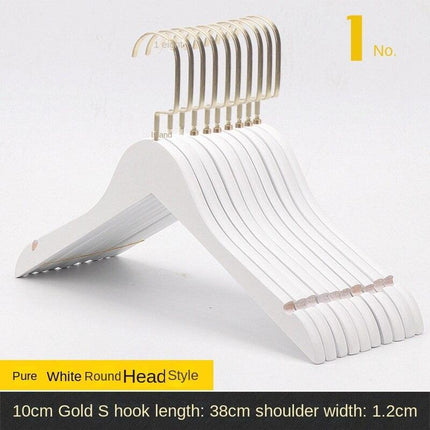 Elegant White Wooden Hanger Set with Gold Hooks for Fashionable Closet Organization