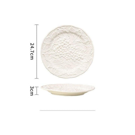 Artisan Crafted Grape Vine Ceramic Dinner Plate for Elegant Dining