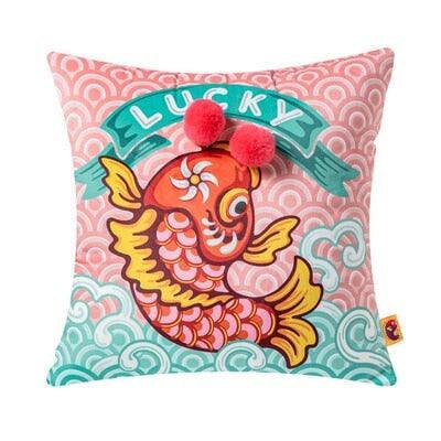 Lunar New Year Embroidered Tiger & Prosperity Fish Decorative Pillowcase