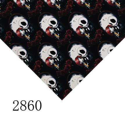 Cartoon-Inspired Jack and Sally PVC Leatherette Sheet - A4 Size