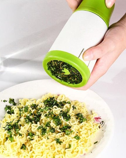 Vibrant Green Herb Grinder and Spice Chopper Set with Convenient Condiment Container