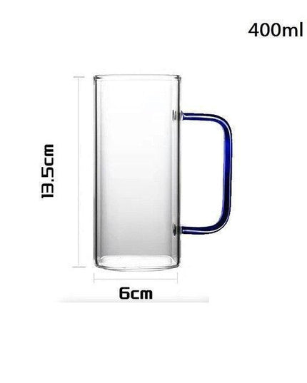 Sophisticated Square Glass Mug Set - 400ml Capacity, Heat-Resistant & Microwave-Safe