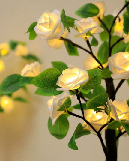 Radiant LED Bonsai Rose Tree: 55CM Floral Table Centerpiece