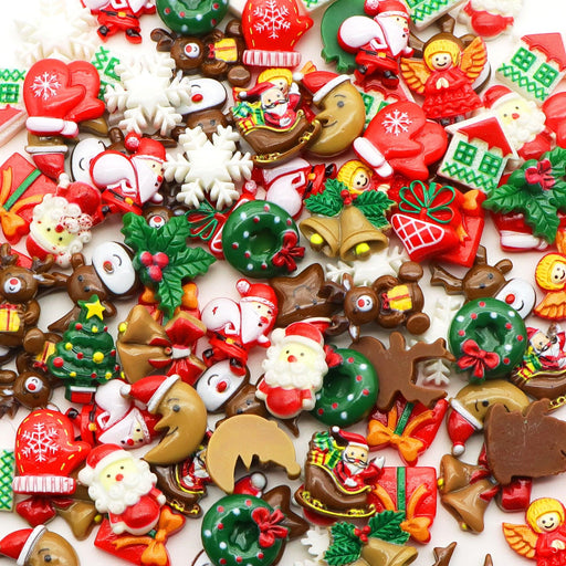 Festive Christmas Cabochon Collection - 50-Piece Holiday Craft Set