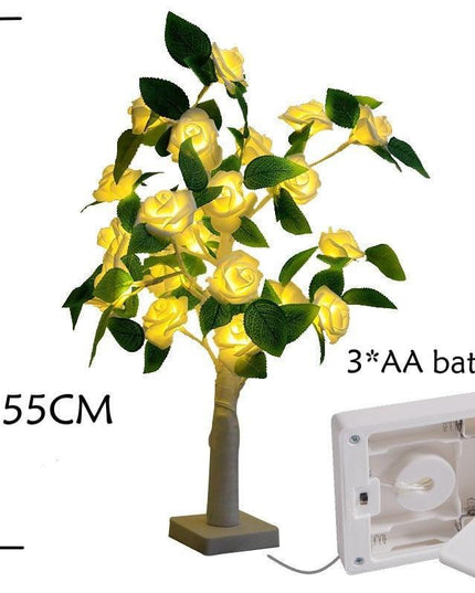 Radiant LED Bonsai Rose Tree: 55CM Floral Table Centerpiece