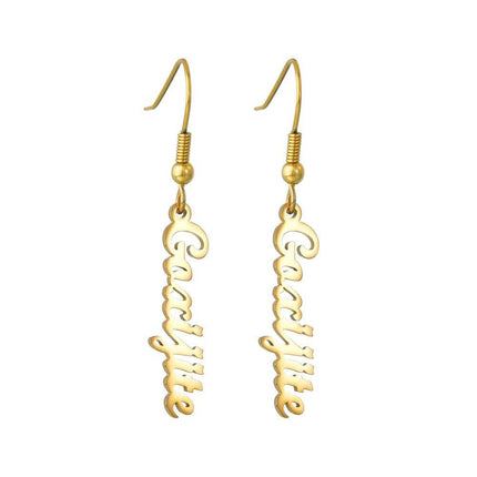 Personalized Stainless Steel Name Dangle Earrings - Elegant Custom Jewelry for Women