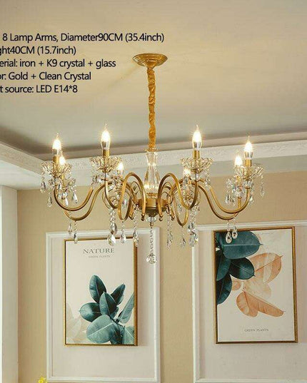 Luxurious Gold Crystal Chandelier with Timeless European Elegance