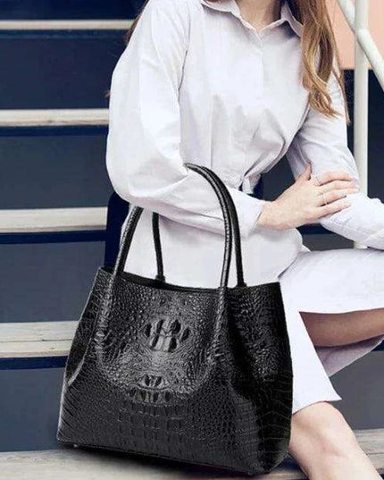 Luxurious Crocodile Pattern Leather Handbag for Stylish Women