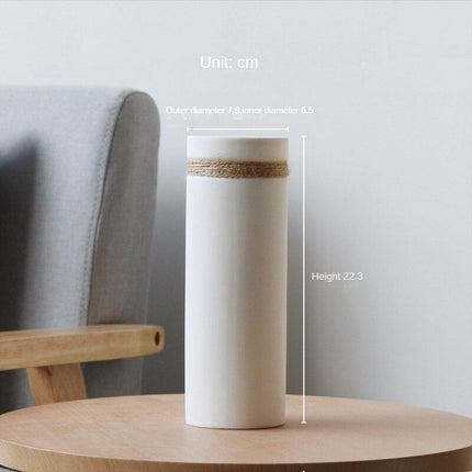 Chic White Ceramic Vase with Rustic Hemp Rope Detail - Perfect for Stylish Floral Arrangements