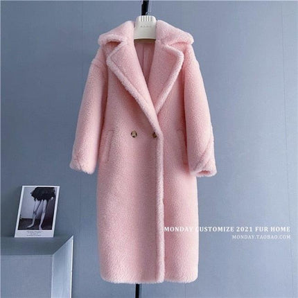 Chic Sophisticated Winter Overcoat: Authentic Lamb Fur Luxury