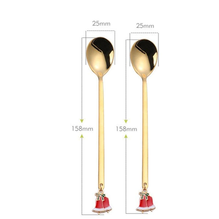 Santa's Joyful Holiday Silverware Duo - Cheerful Spoon and Fork Set for Festive Feasts